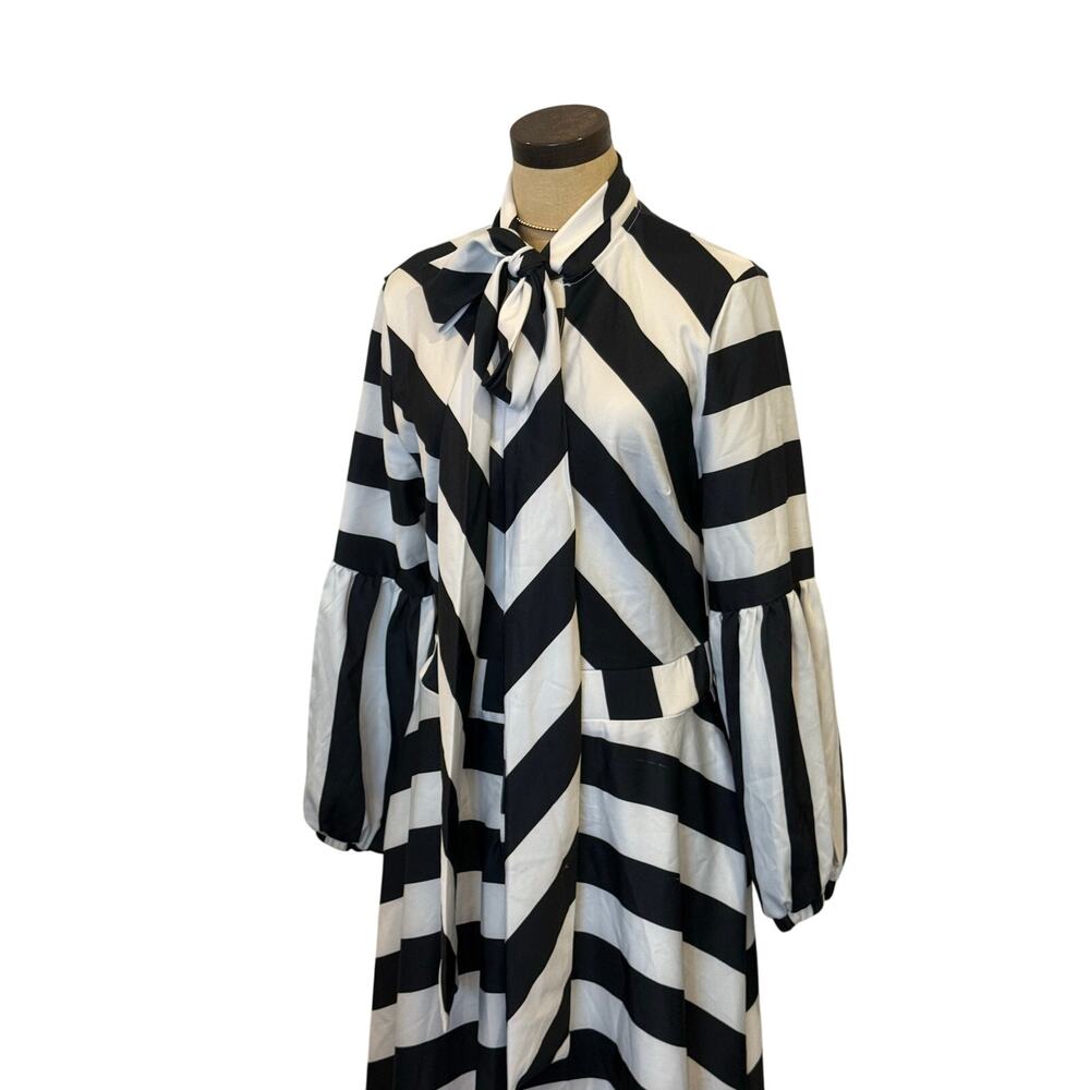 Eien Black White Striped Long Maxi Dress Glam Women L - Picture 2 of 8